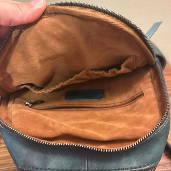 EUC Teal Blue Green Patricia Nash Leather Woven Backpack Bag Purse - Picture 4 of 7